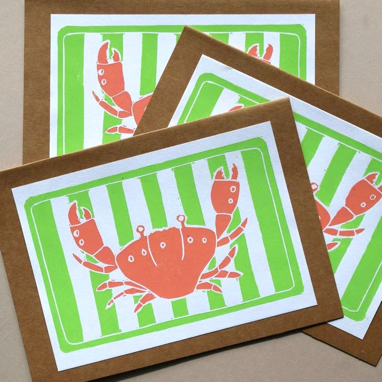 Seaside Stripes Crab Card