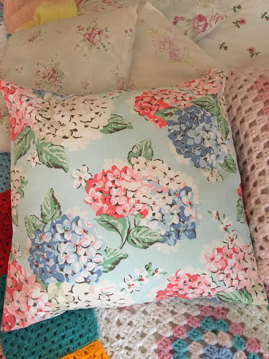 Cushion cover in Cath Kidston Hydrangea cotton duck fabric