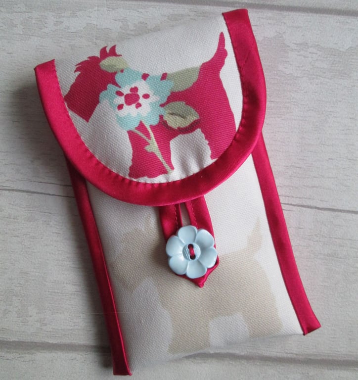 Soft Fabric Glasses Case, Phone Case - Floral Scottie Dog Pattern