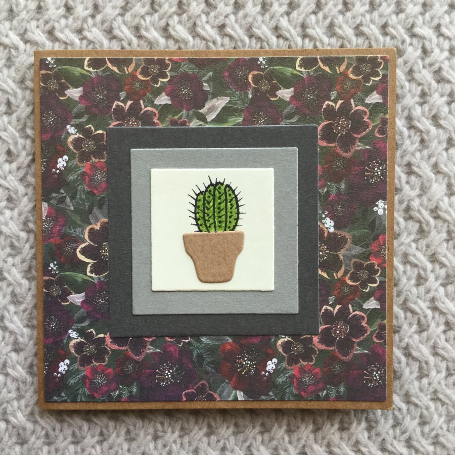 Hand drawn cactus greeting card