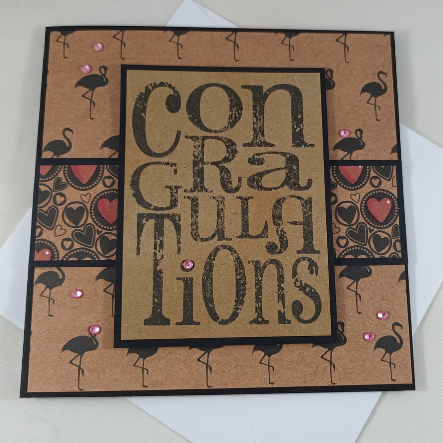 Handmade black and kraft congratulations card
