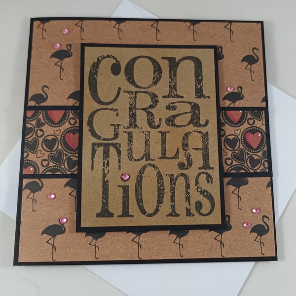 Handmade black and kraft congratulations card