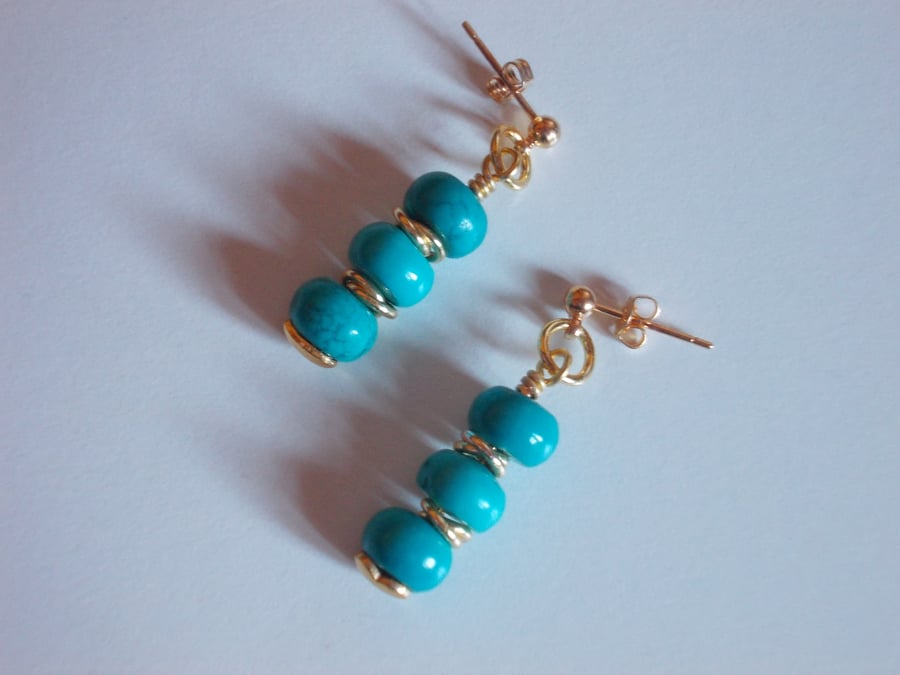 Turquoise rondelle earrings