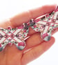 Bubble Pattern Double Butterfly Ceramic Pendant Necklace