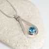 Sterling Silver Blue Topaz Pendant Necklace 