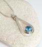 Sterling Silver Blue Topaz Pendant Necklace 