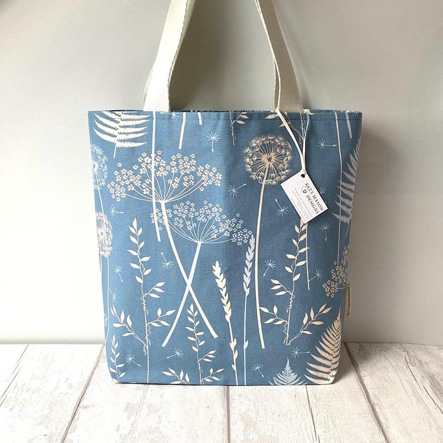 Blue Seed Heads Tote Bag