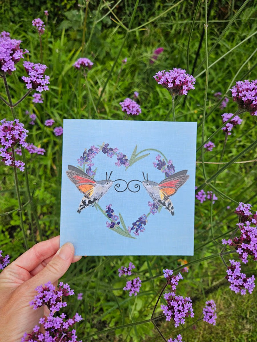 'Hummingbird hawk-moths & Lavender heart', Valentine's day, Love, Wedding