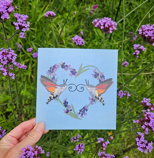 'Hummingbird hawk-moths & Lavender heart', Valentine's day, Love, Wedding