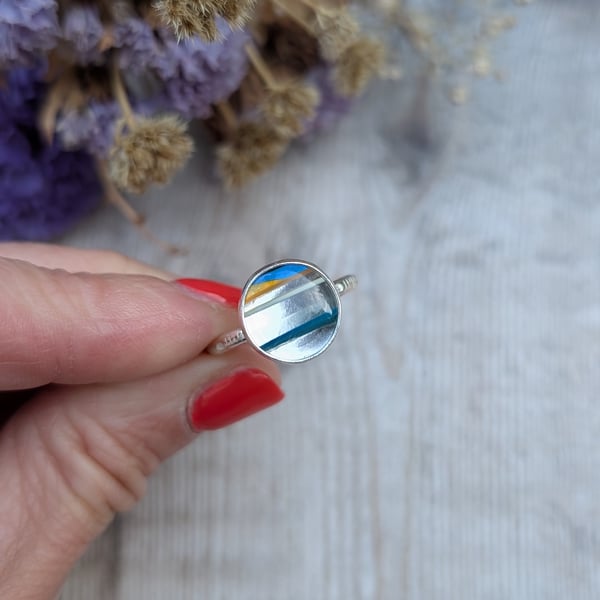 Sterling Silver Round Surfite Ring - UK Size P - JBJ9011