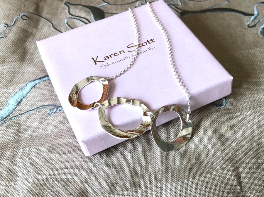 Triple Silver Hoop Necklace