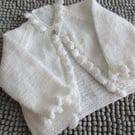 16" White Baby Bobble Edged Cardigan