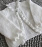 16" White Baby Bobble Edged Cardigan