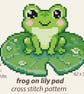 Frog on Lily pad counted cross stitch pattern