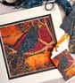 Blackbird textile picture, gift for bird lover, fabric bird picture