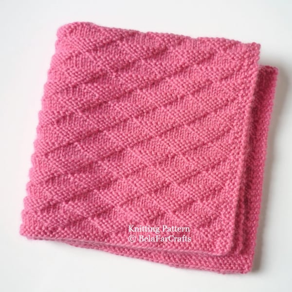 KNITTING PATTERN - Triangles Security Blanket - Beginners knitting project