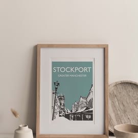 Stockport TEAL, Greater Manchester Giclee Travel Print