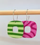 Green striped reversible pink earrings  - Image 3
