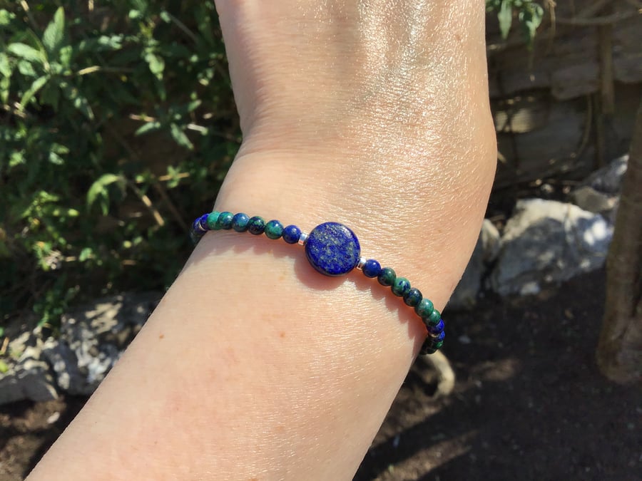 Silver lapis bracelet on sale