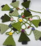 Crochet Christmas Tree Garland with Wooden Button Stars 