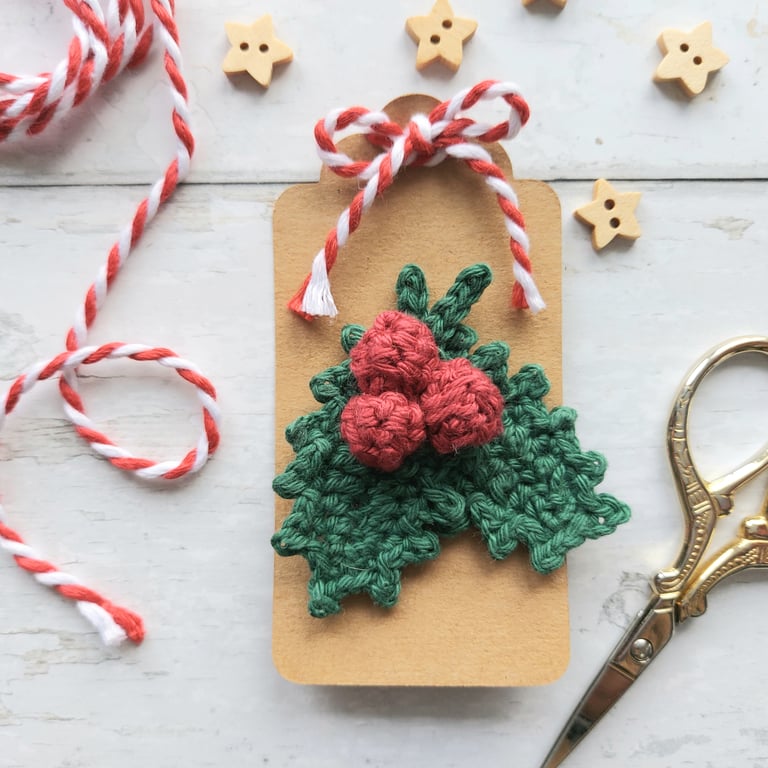 Holly Berry Christmas Brooch