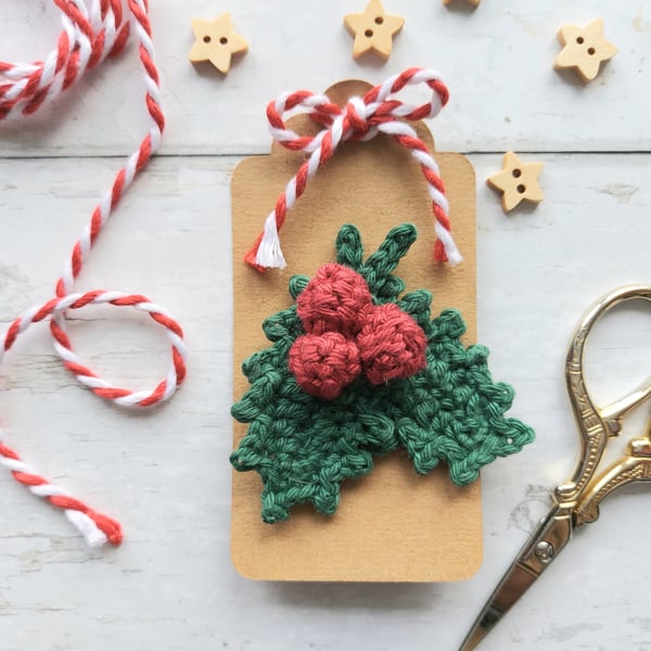 Holly Berry Christmas Brooch