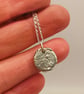 Sterling Silver Molten Pendant with Lab Diamond - Reticulated Coin Necklace - Image 9
