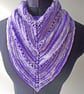 Neckwarmer, Neckerchief, Scarf, Kerchief Cowl, Knitted, Handspun, Purple Merino - Image 1