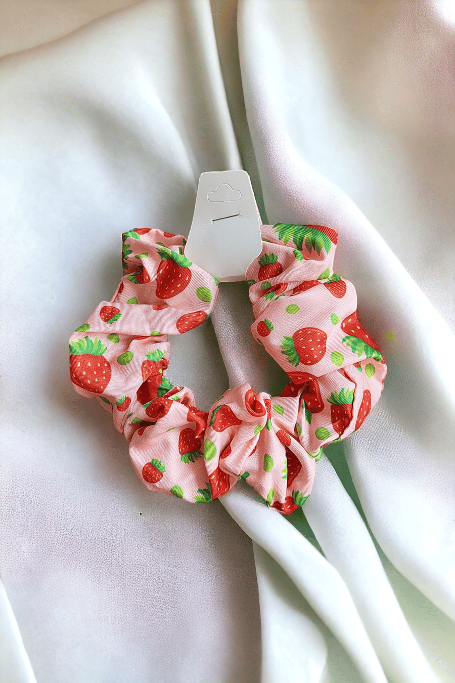 Chunky strawberry scrunchie 