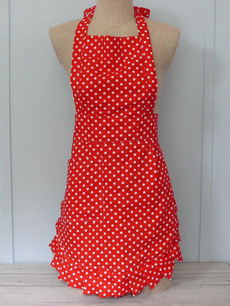 Ladies Apron ,  Red Dotted Apron