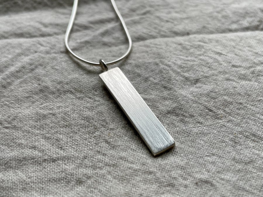 Brushed Bar Necklace - Recycled Silver