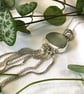 Handcrafted Silver Jellyfish Pendant with Blue-green-Grey Seaham Sea Glass 