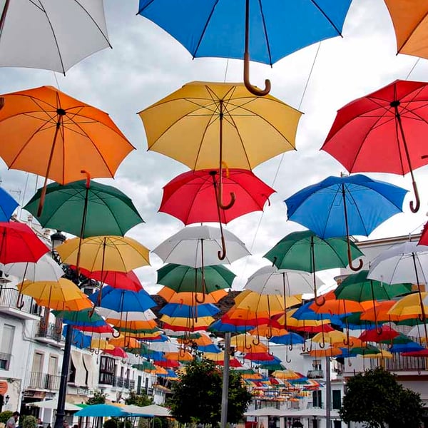 Colourful Umbrellas Torrox Costa Del Sol Spain Photograph Print