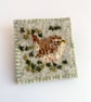 Wren brooch embroidered and needle felted wool felt