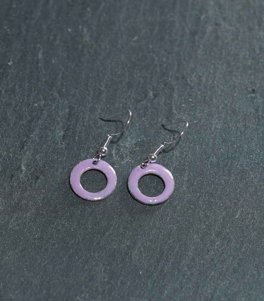 pierced circular enamelled earrings