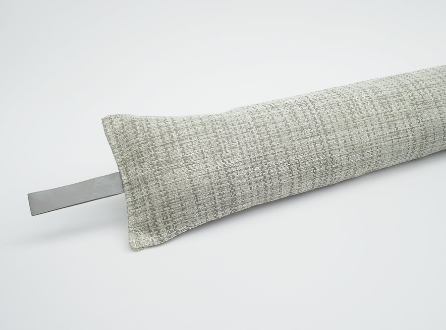 Silver Grey Textured Fabric Draught Excluder 1.9kg heavyweight