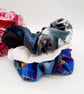 Set of 3 large scrunchies,  white satin,  navy velour and blue petal.   - Image 9