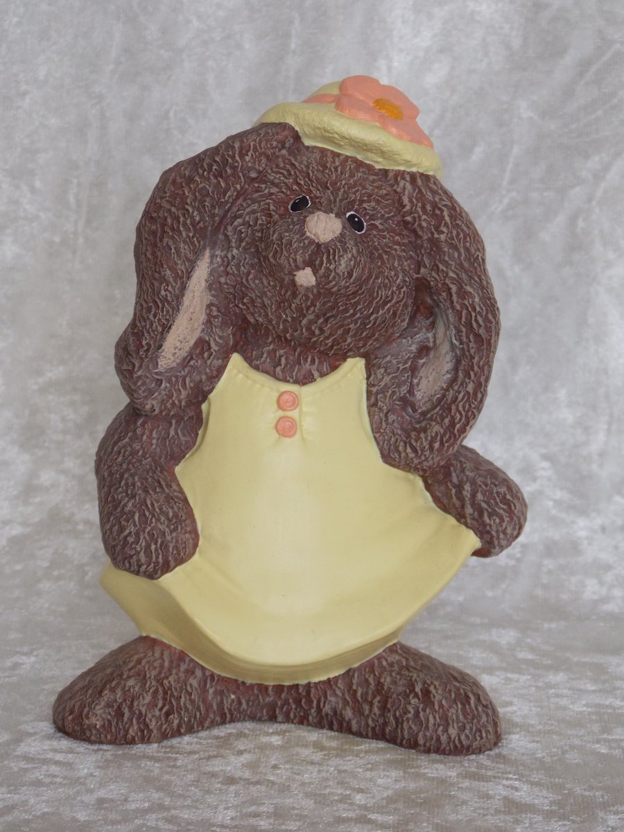 Ceramic Hand Painted Animal Bunny Rabbit Spring Easter Figurine Ornament.