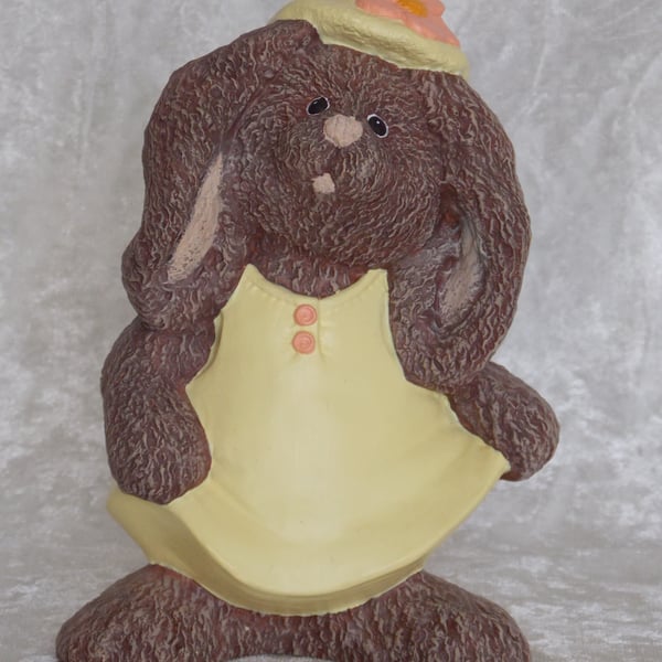 Ceramic Hand Painted Animal Bunny Rabbit Spring Easter Figurine Ornament.