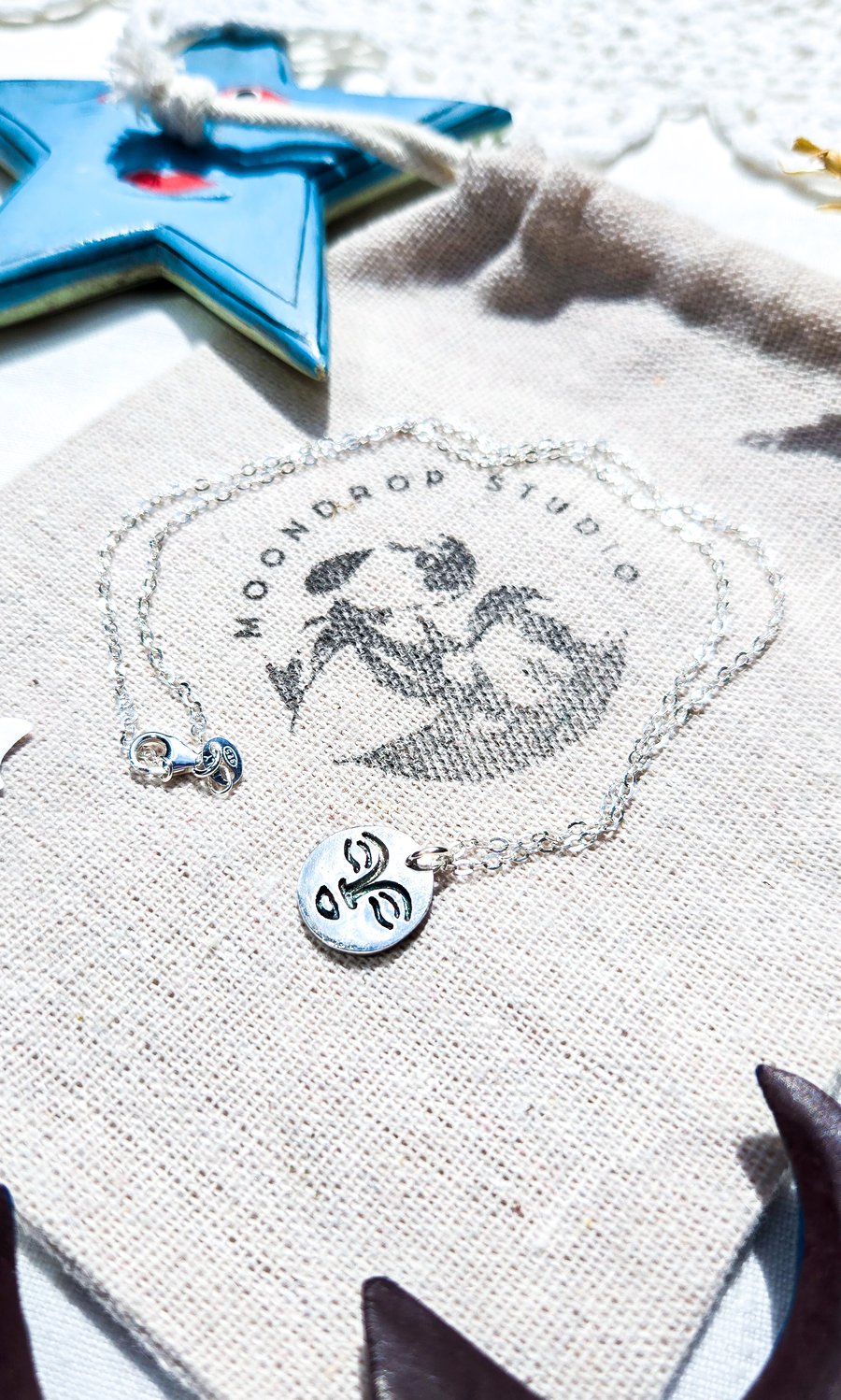 Mini New Moon Necklace - Solid Fine Recycled Silver Celestial Moon Necklace