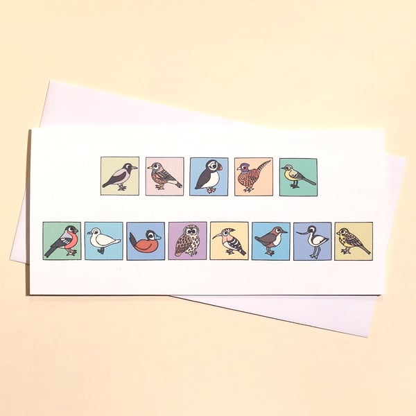 Birthday Card with Birds - puzzle card with hidden message Happy Birthday L-HBB
