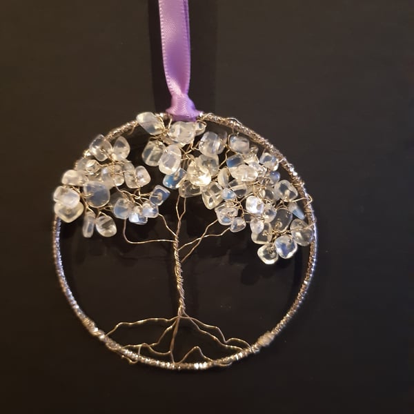  Moonstone Crystal tree of life bangle hangers on a ribbon 