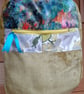 Gold and multicoloured velvet backpack - Image 1
