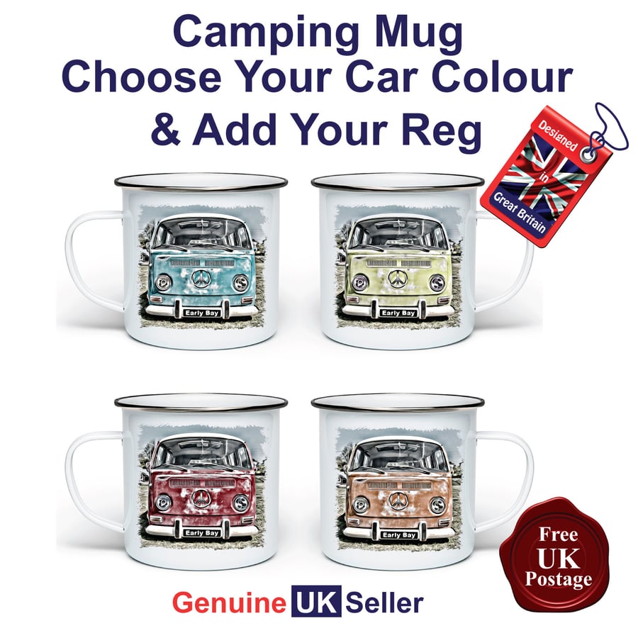 Early Bay Window Campervan Mug, Camping Mug, Hiking Mug, Fishing Outdoor Mug,
