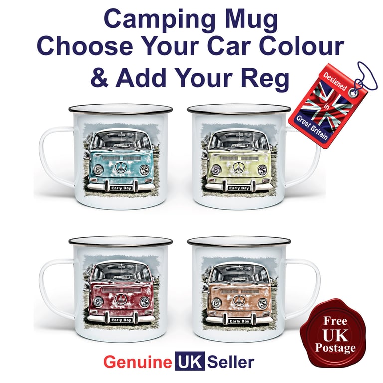 Early Bay Window Campervan Mug, Camping Mug, Hiking Mug, Fishing Outdoor Mug,
