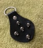 Black Leather Keyring - 5 Skull Heads - FREE SHIPPING