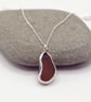 Amber brown Seaglass & Sterling Silver Pendant  - Image 6