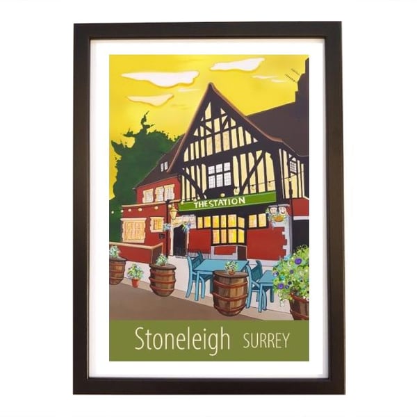Stoneleigh, Surrey travel poster print by Susie West
