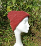 Red hand made Gotland fleece beanie hat - Image 4