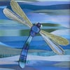 blue dragonfly collage print